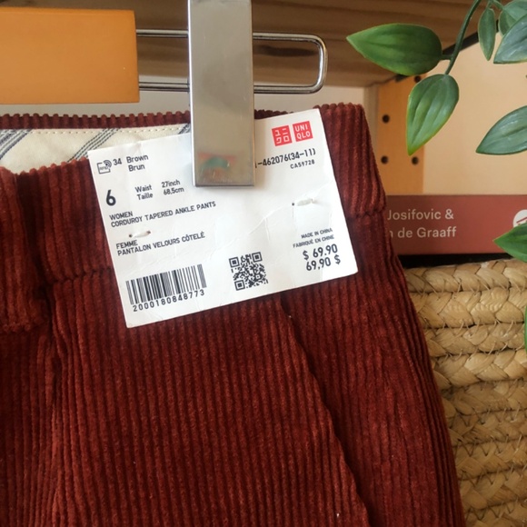NWT UNIQLO INES DE LA FRESSANGE CORDUROY TAPERED ANKLE PANTS. NEW - Picture 2 of 13